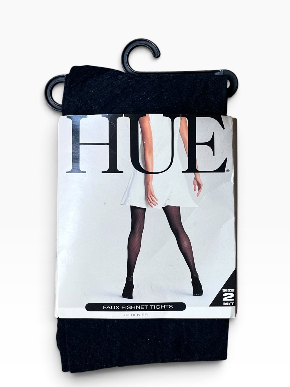 NWT HUE Black Faux Fishnet Tights Mesh Stockings Size 2 M/T